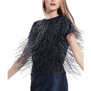 Emily Shalant Sequin Fringe Top Large